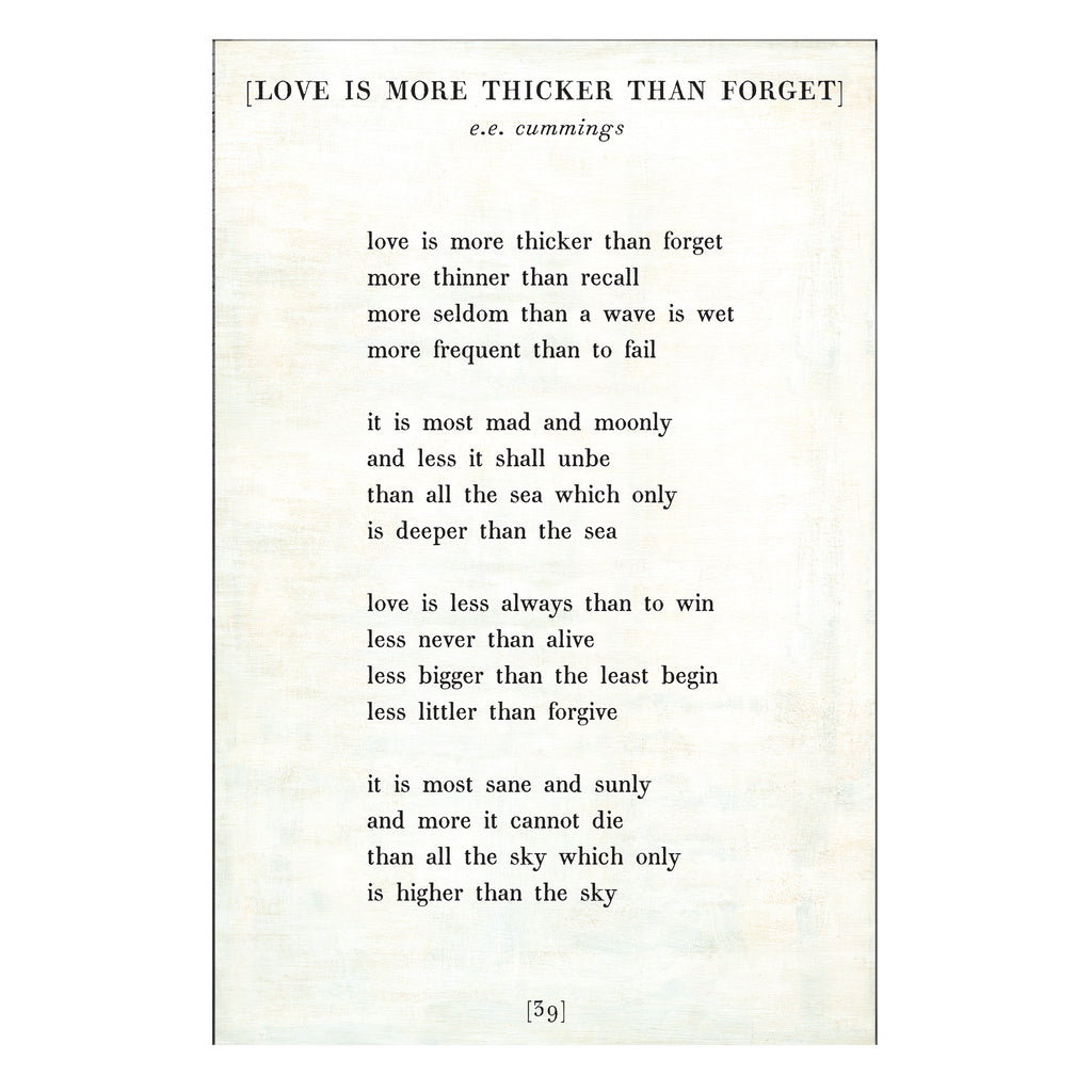 Love is More Thicker Art Print - Poetry Collection