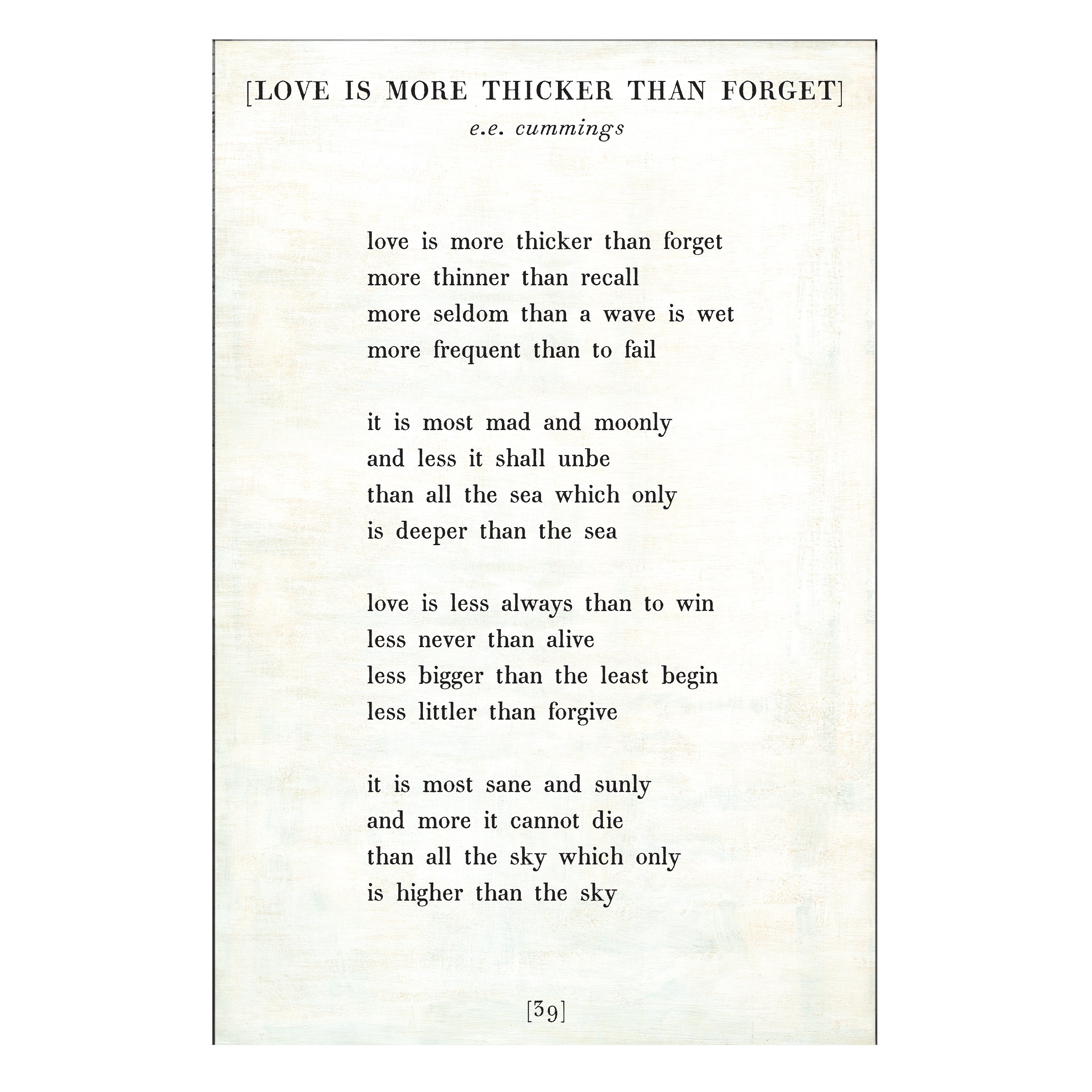 Love is More Thicker Art Print - Poetry Collection