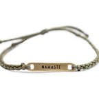 ***Brass Namaste Braided Bracelet - Green - Adjustable