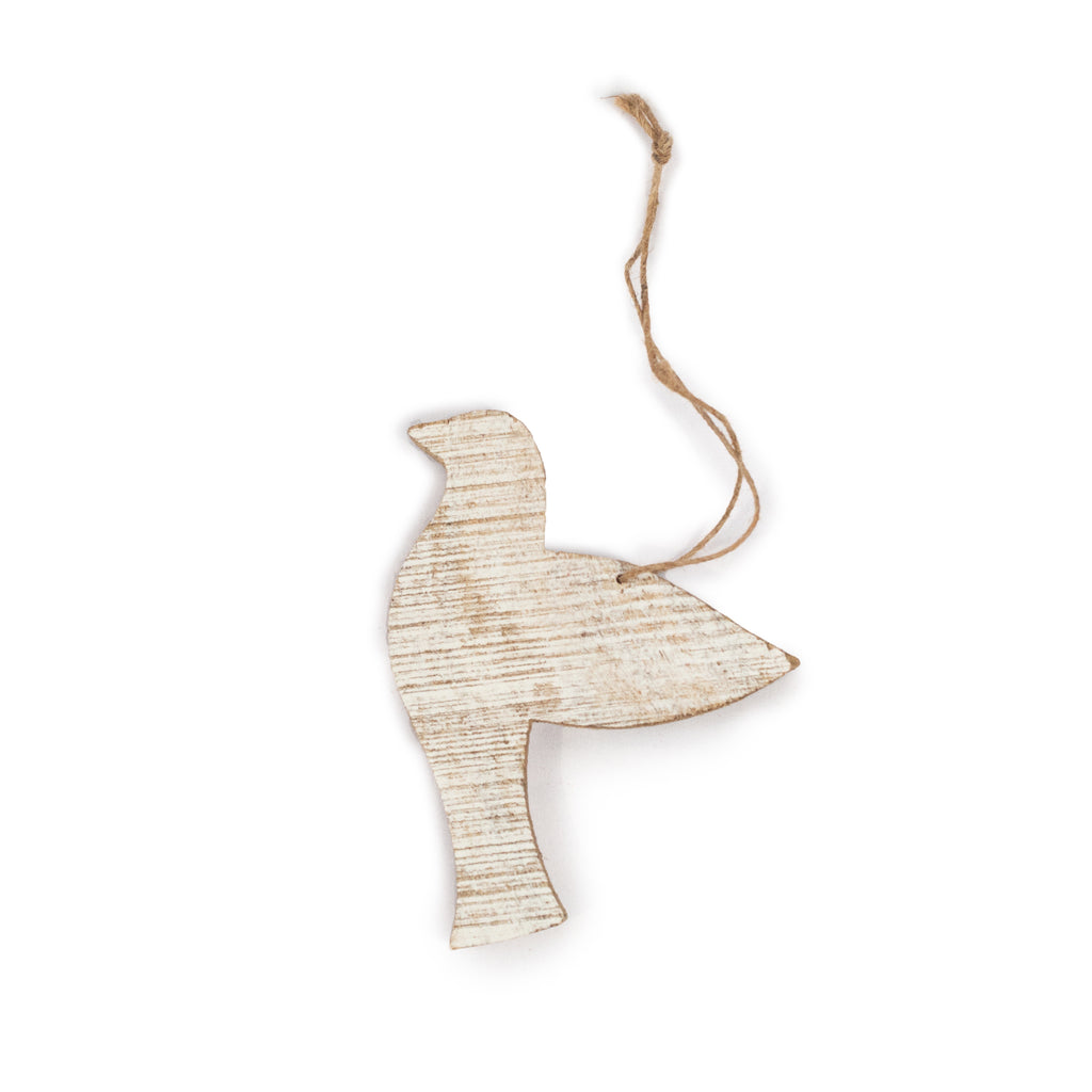 Dove Whitewash Wooden Ornament