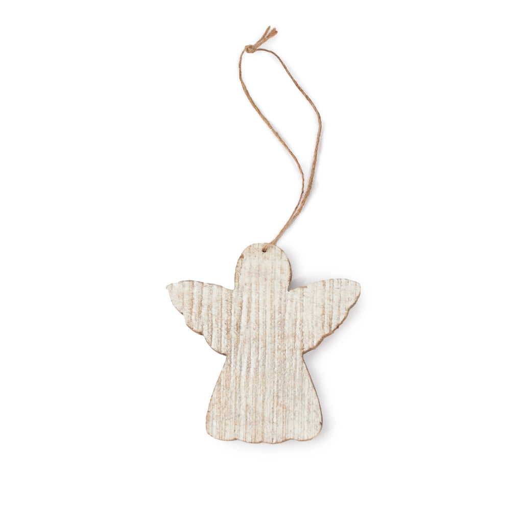 Angel Whitewash Wooden Ornament