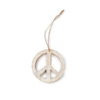 Peace Sign Whitewash Wooden Ornament