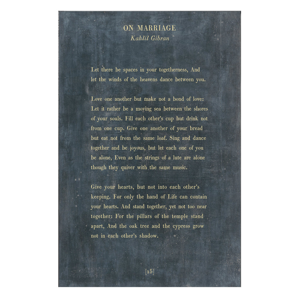 On Marriage Art Print - Poetry Collection
