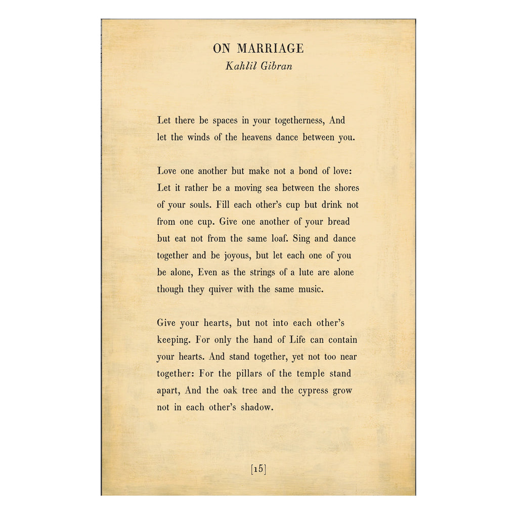 On Marriage Art Print - Poetry Collection