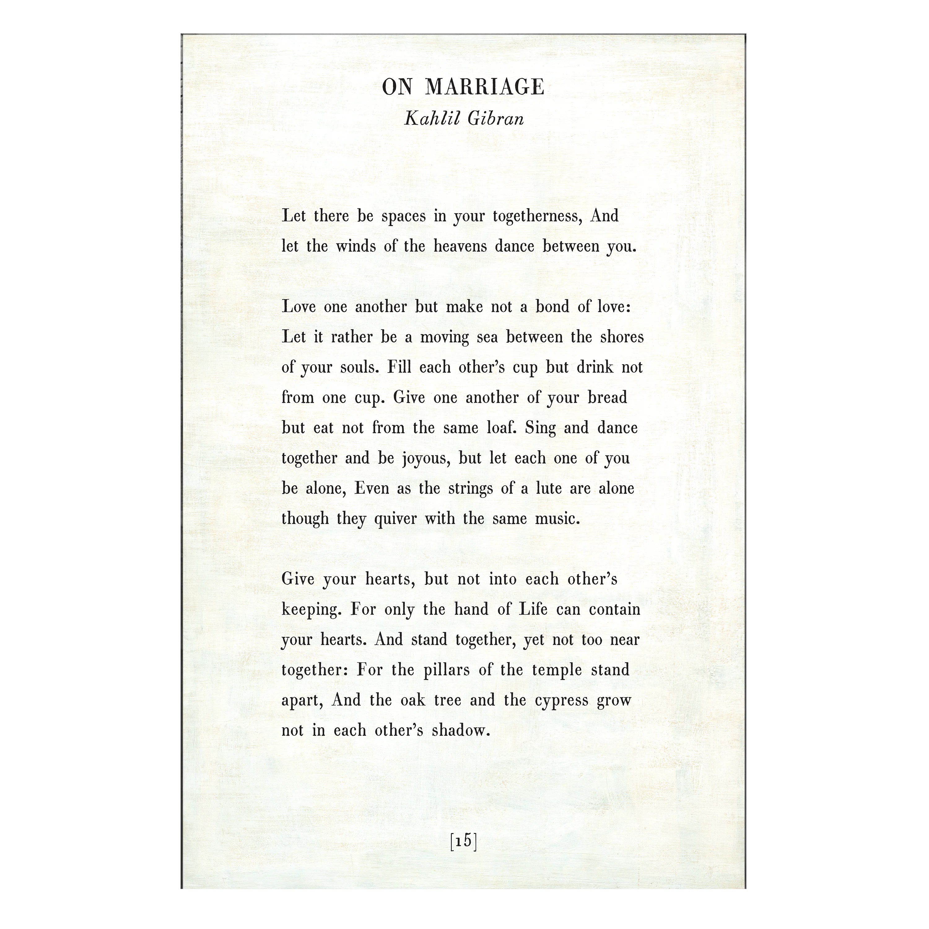 On Marriage Art Print - Poetry Collection