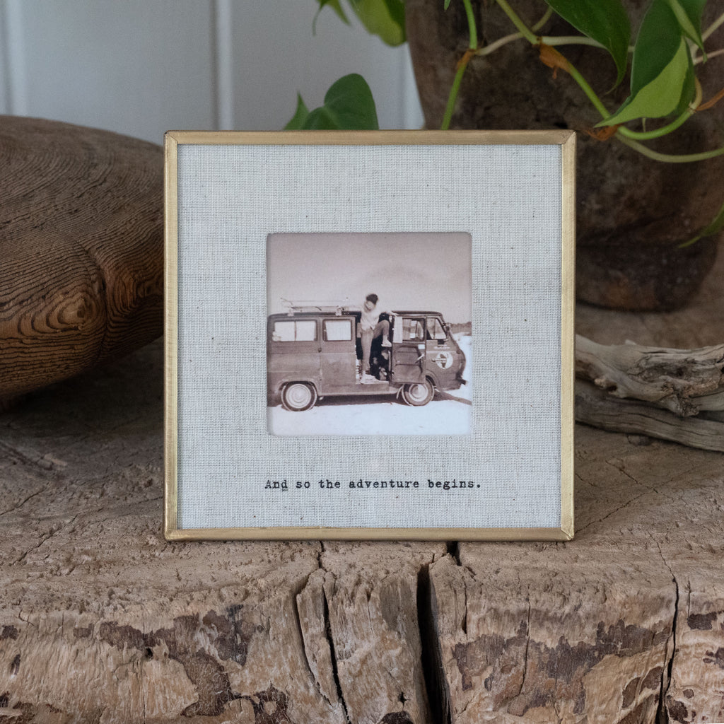 And So The Adventure Brass Linen Frame
