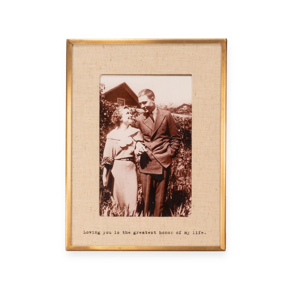 Loving You Brass Linen Frame