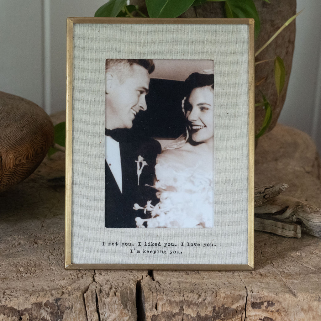 I Met You Brass Linen Frame