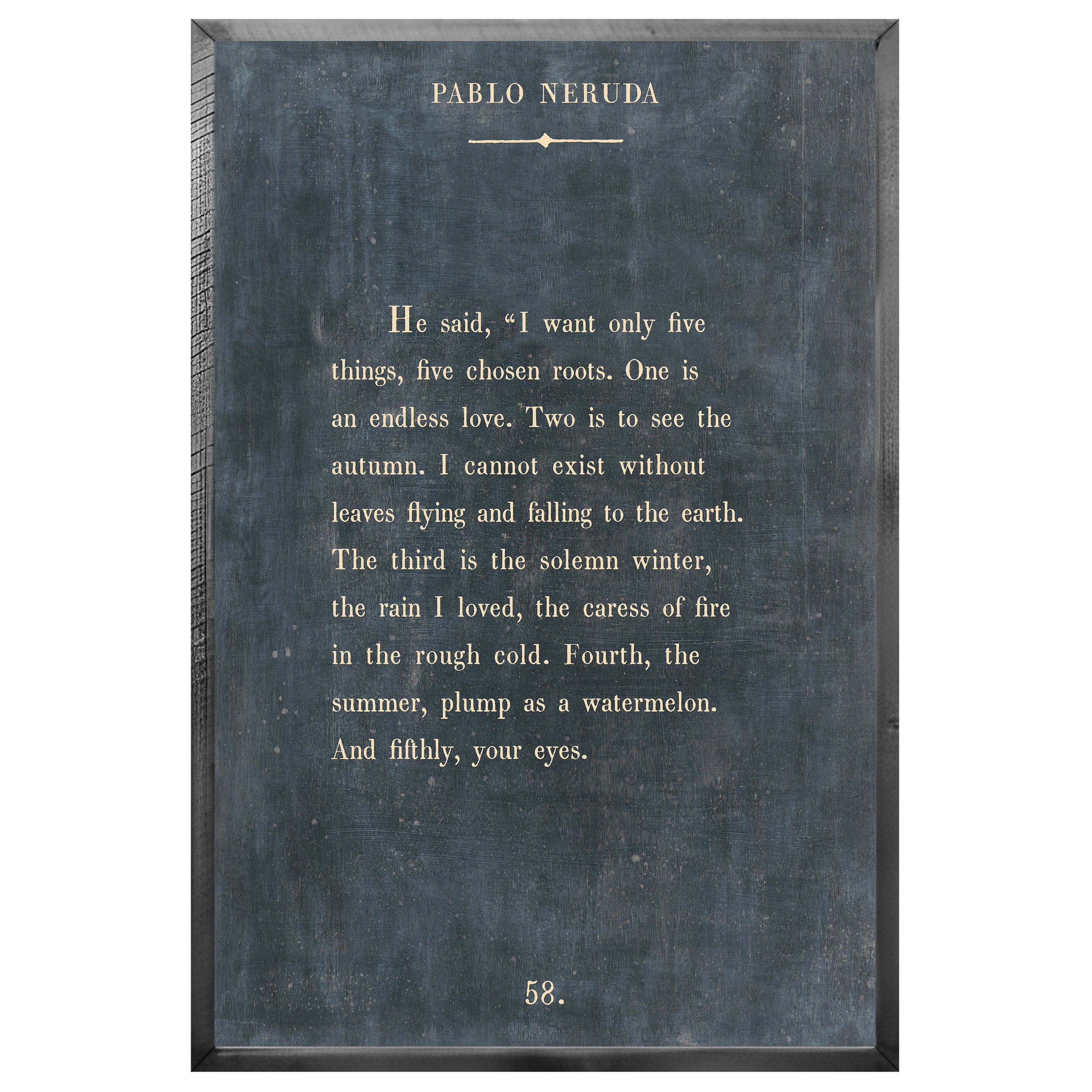 Pablo Neruda - Book Collection (Grey Wood) - Art Print