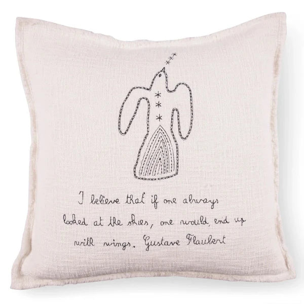 ***Pillow Collection- Embroidered I Believe - Gustave Flaubert Pillow 24"x24"