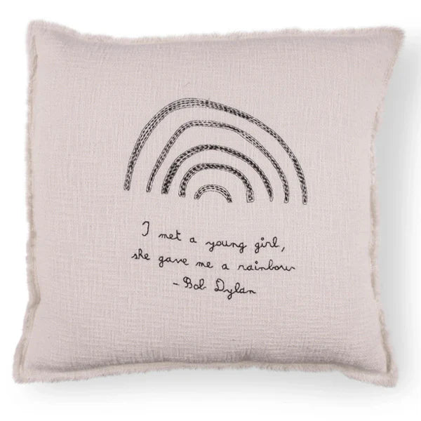 ***Pillow Collection- Embroidered I Met A Young Girl - Bob Dylan Pillow 24"x24"