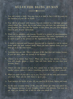 Rules For Being Human Art Print - Book Collection