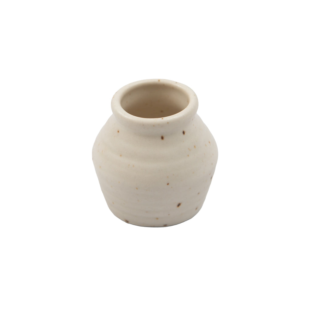 Ribbed Ceramic Speckled Tiny Pot