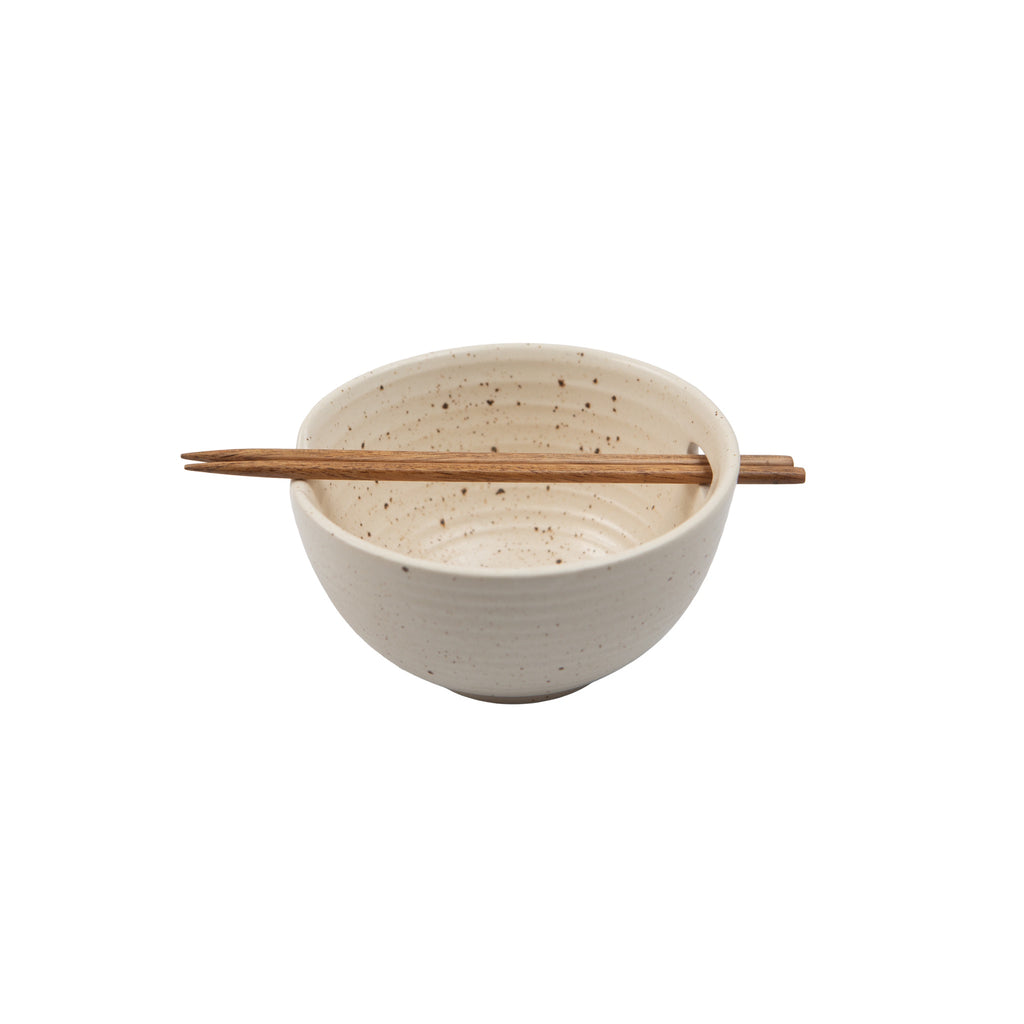 Ribbed Ceramic Speckled Ramen Bowl