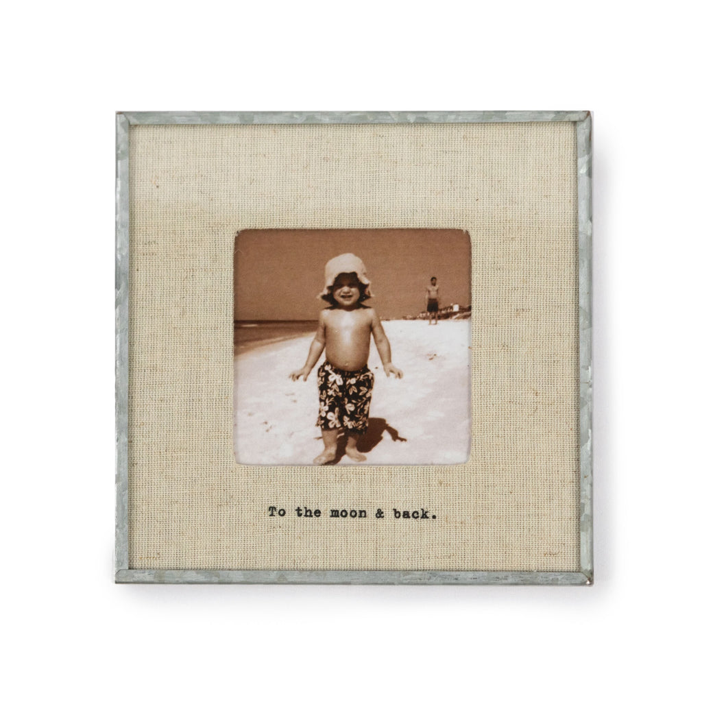 "To The Moon & Back" Zinc Linen Frame 3.5”x3.5"