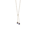 ***Double-Drop Y Necklace with Lapis - 22K Gold Plating