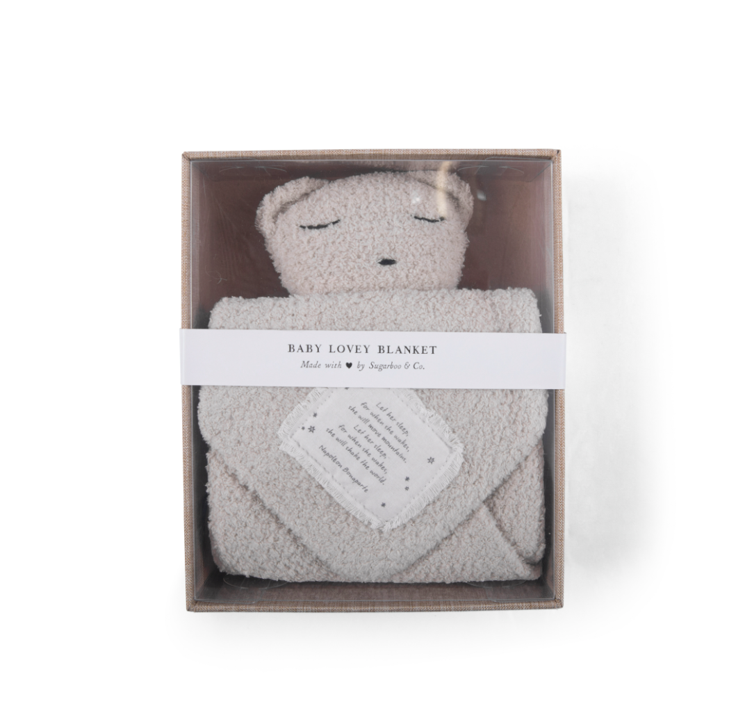 ***"Let her sleep" Bear Baby Lovey Blanket