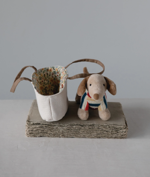 Cotton Removable Dachshund in Dog Carrier