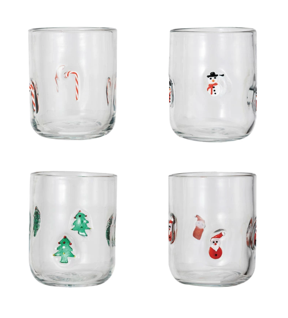 Drinking Glass w/ Holiday Icon