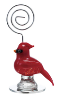 Hand-Blown Glass Cardinal Place Card Holder, Red
