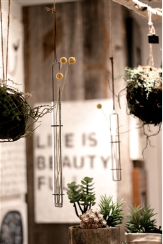 Zinc Hanging Glass Tube Vase