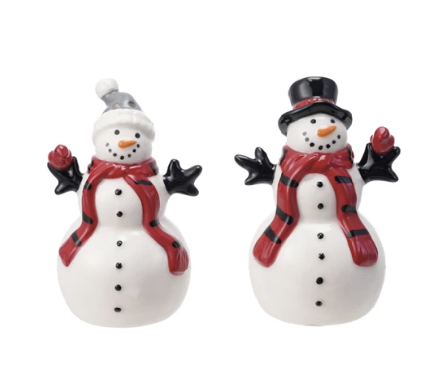Stoneware Snowman Salt & Pepper Shakers, S/ 2