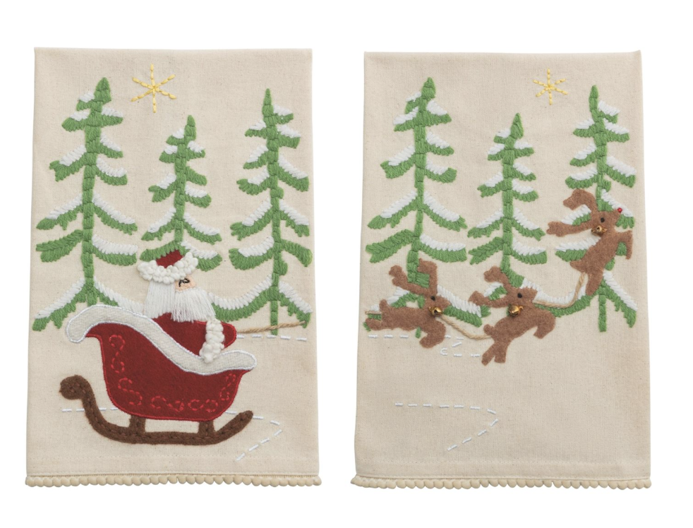 Santa Sleigh Towel, Set of 2