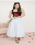 Ballon Plaid Skirt Mini Dress