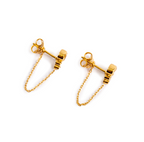 ***Gold Plated Labradorite and White Topaz Studs with Chain
