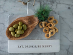 ***Eat, Drink & Be Merry Marble and Wood Serving Board