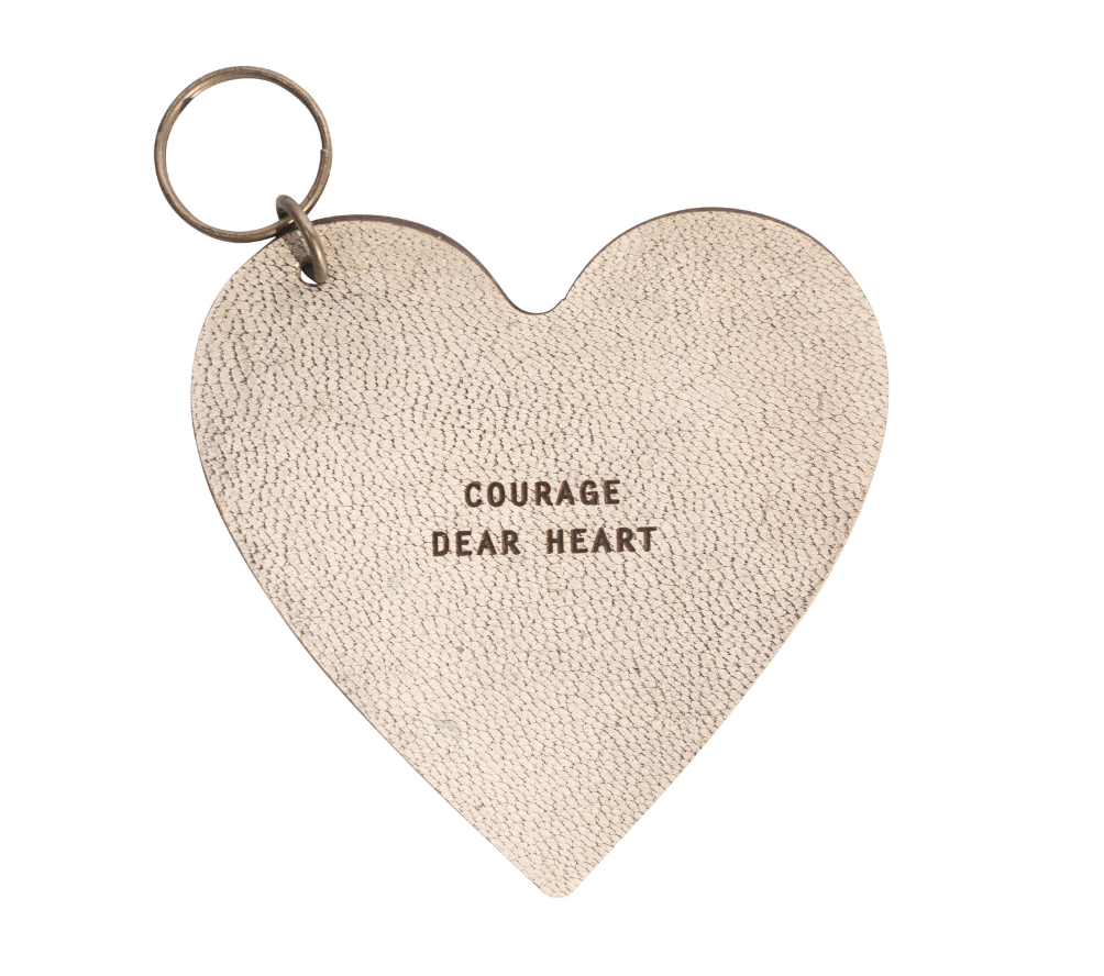 Courage dear heart Leather Heart Keychain 3"x3"