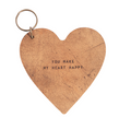 You make my heart happy Leather Heart Keychain 3"x3"