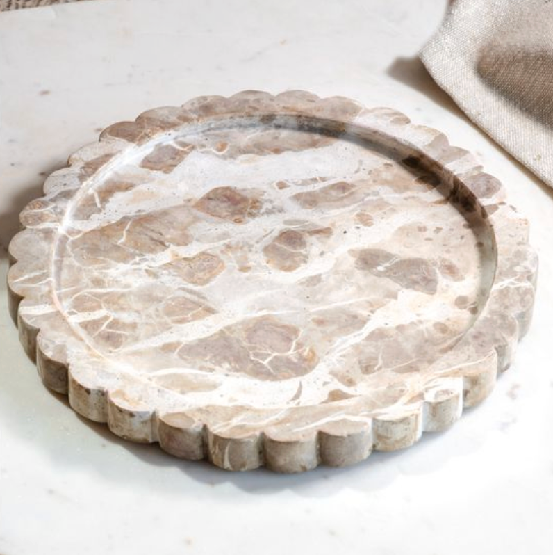 Beige Marble Scallop Edge Tray