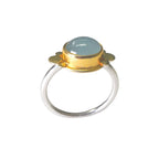 ***Silver & Gold Plated Ring with Aquamarine Stone