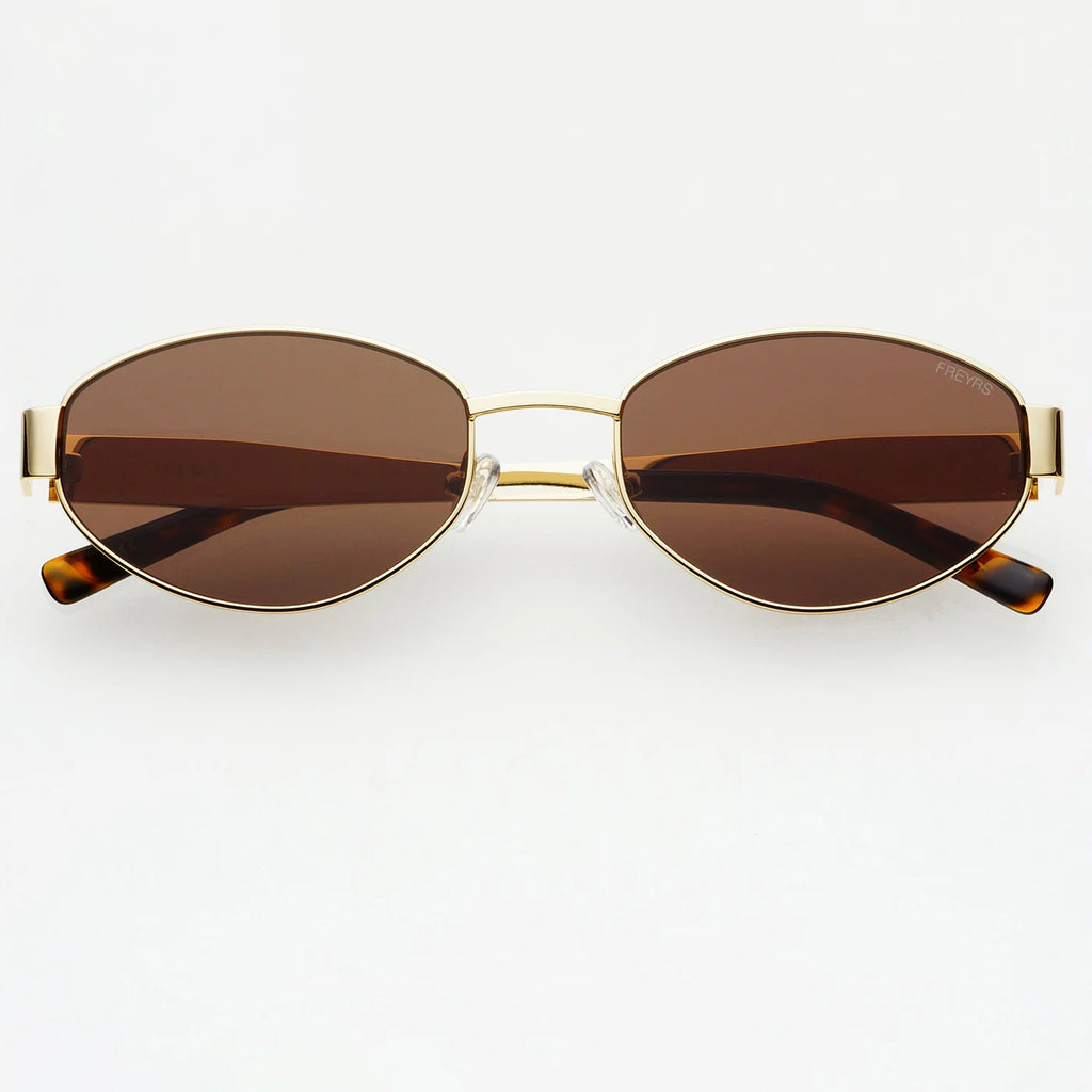 Soho Womens Oval Sunglasses Gold/Brown