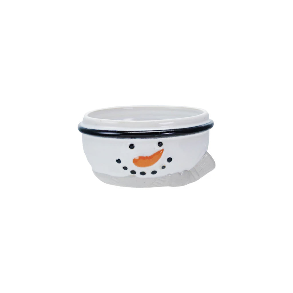 Stoneware Snowman Head Bowl, Reactive Glaze