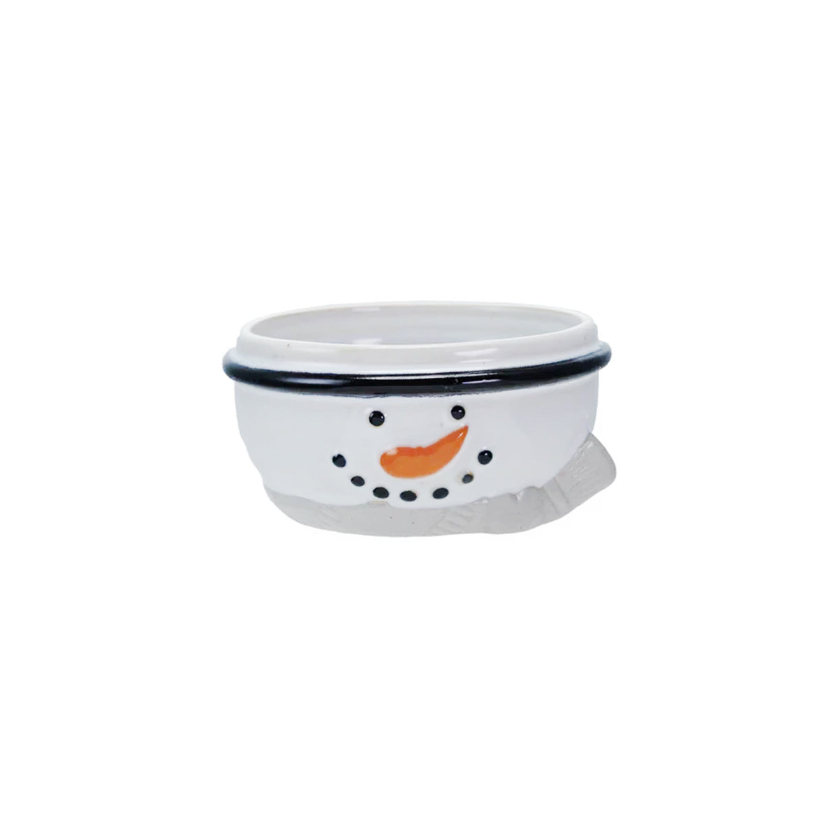 Stoneware Snowman Head Bowl, Reactive Glaze