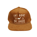 "Fat Goat" Corduroy Trucker Hat- Brown