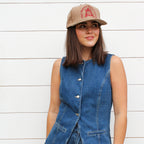 Stay Trippy Corduroy Trucker Hat- Flax