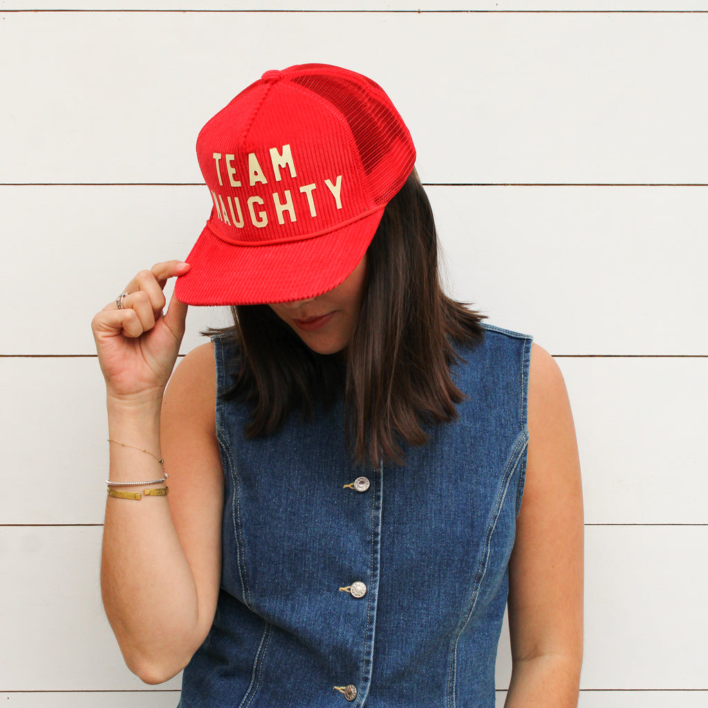 "Team Naughty" Corduroy Trucker Hat