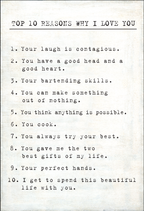 Top 10 Reasons I Love You Art Print