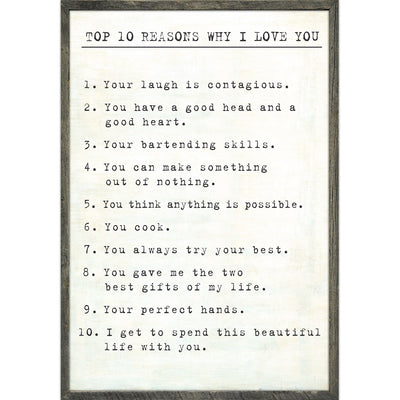 Top 10 Reasons I Love You Art Print
