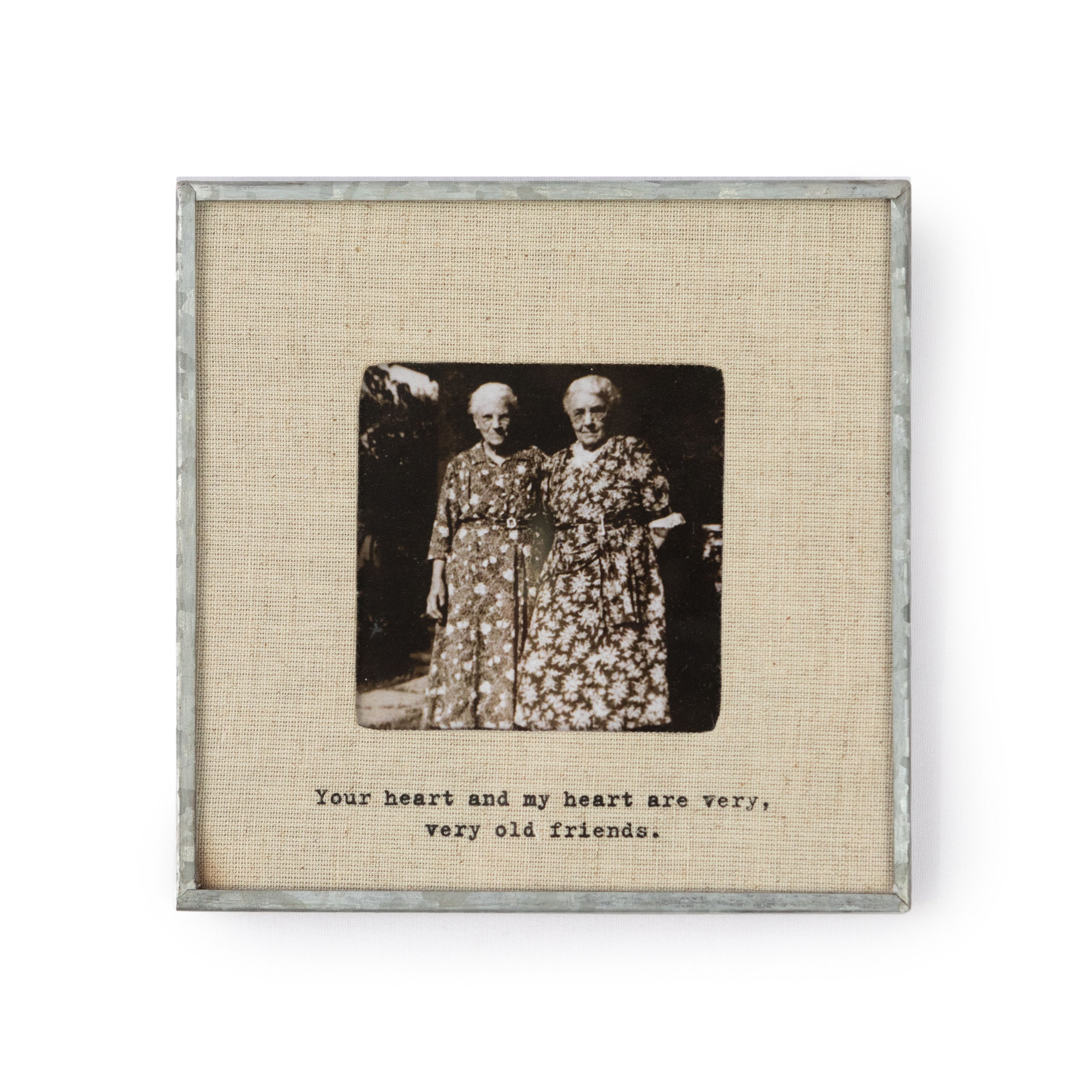 "Your Heart & My Heart" Zinc Linen  Frame 3.5”x3.5"