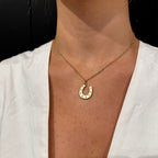 Brass Horseshoe with Cz Stones Necklace