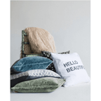 ***Elephant Velvet Pillow With Poms - 22" x 22"
