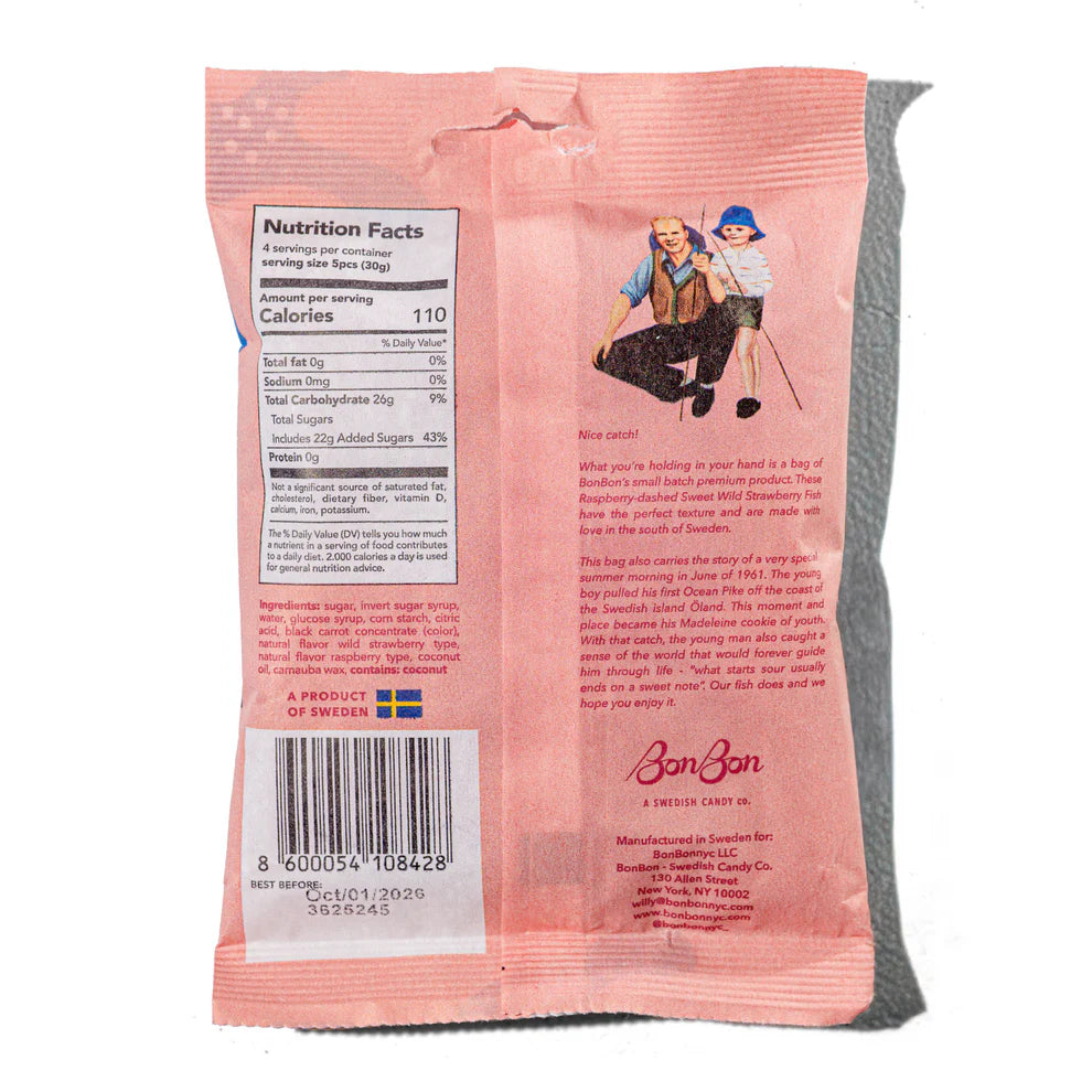 Sweet Wild Strawberry Fish - Swedish Candy 5.2oz
