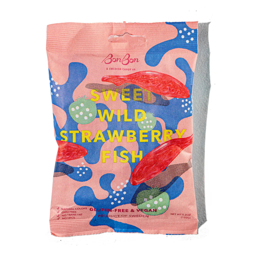 Sweet Wild Strawberry Fish - Swedish Candy 5.2oz