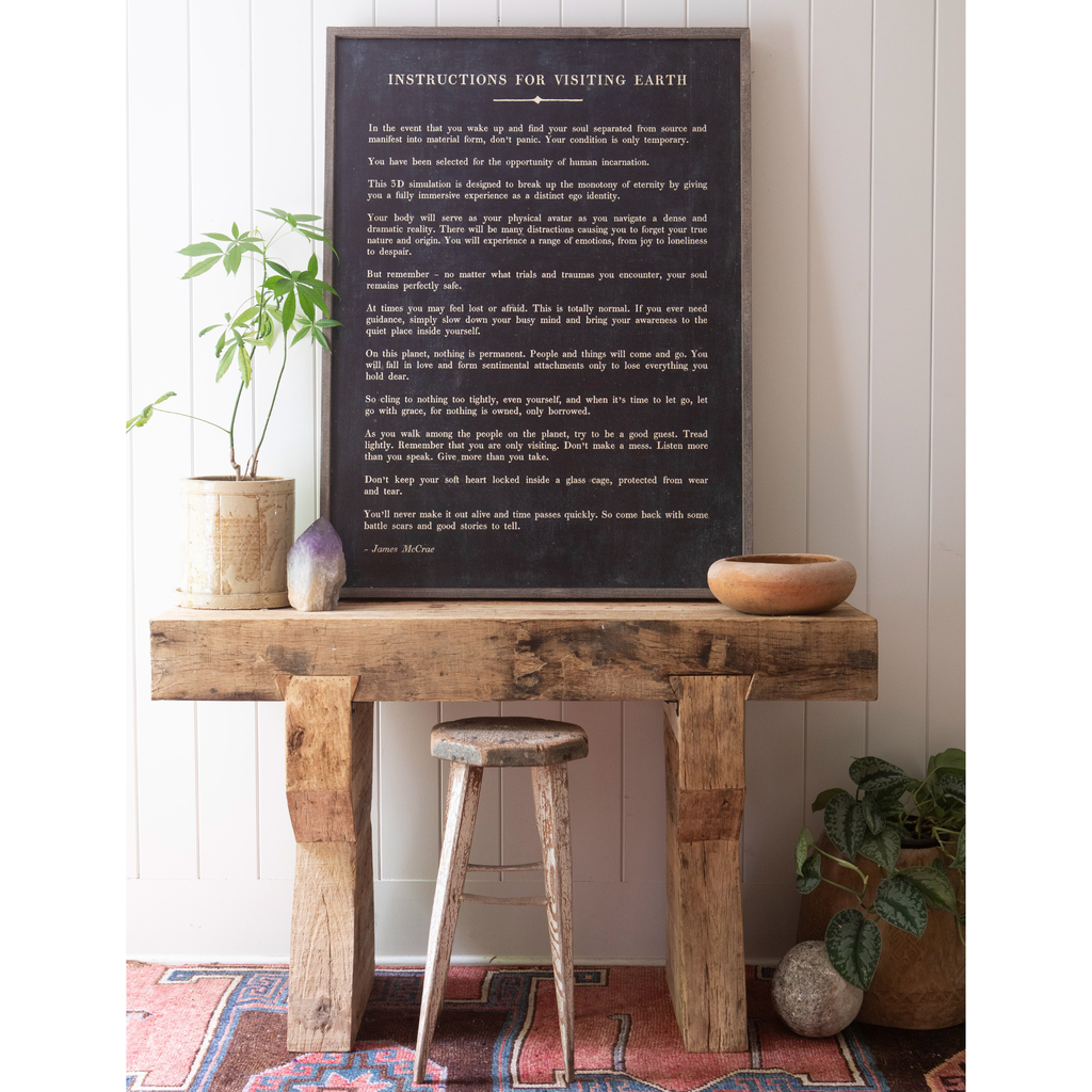 Instructions Before Visiting Earth Art Print - Grey Wood