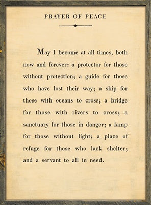 Prayer of Peace Art Print - Grey Wood