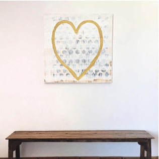 Heart of Gold Art Print - Grey Wood